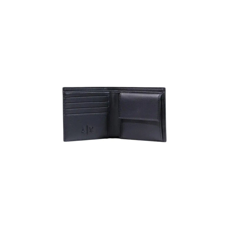 Armani Exchange Schwarze Herren-Geldbörse aus Leder mit geprägtem AK-Logo, Polyester, B 11 cm, H 9 cm, Vorderansicht