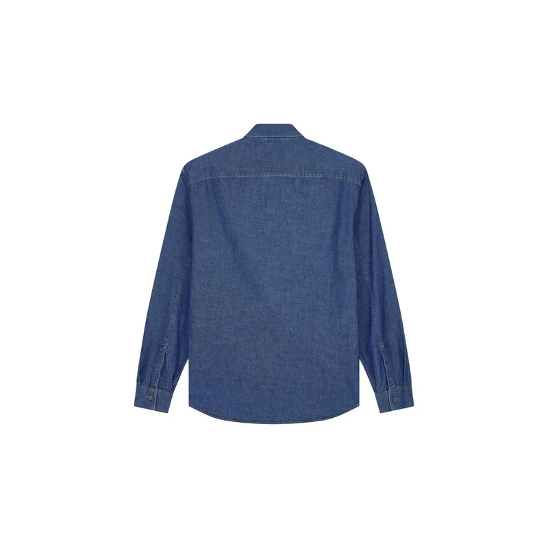 Armani Exchange Klassisches, langes Herrenhemd aus blauer Baumwolle mit dezenter Struktur und sauber verarbeiteten Nähten.