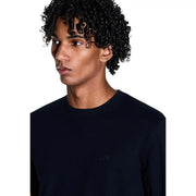 Armani Exchange Schwarzes Herren-T-Shirt aus Baumwolle mit Rundhalsausschnitt und dezentem, gesticktem Logo auf der linken Brustseite.