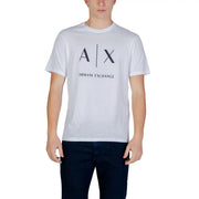 Armani Exchange Weißes Herren-T-Shirt aus Baumwolle mit schwarzem Axt-Logo und Rundhalsausschnitt
