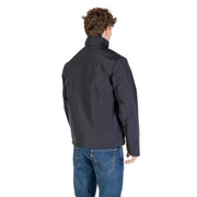 Armani Exchange men blue zip blazer polyester turtleneck with black nylon high collar and subtle seam detailing