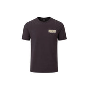 Armani Exchange Braunes Herren-T-Shirt aus Baumwolle mit dunkelgrauem Stoff und weißem und goldenem Schriftzug auf der linken Brustseite