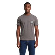 Armani Exchange Braunes Herren-T-Shirt aus Baumwolle mit grauem Rundhalsausschnitt und kreisförmigem, gesticktem Logo auf der linken Brust