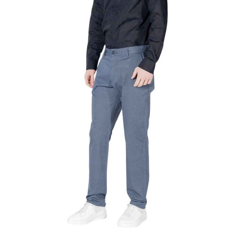 Armani Exchange Herren-Anzughose aus blauer Baumwolle mit dezentem Strukturmuster und schlichter Passform