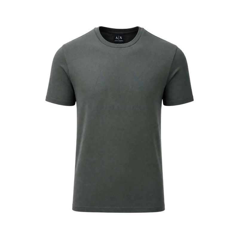 Dunkelolivgrün Armani Exchange Herren-T-Shirt aus Baumwolle mit Rundhalsausschnitt und dezenter Struktur