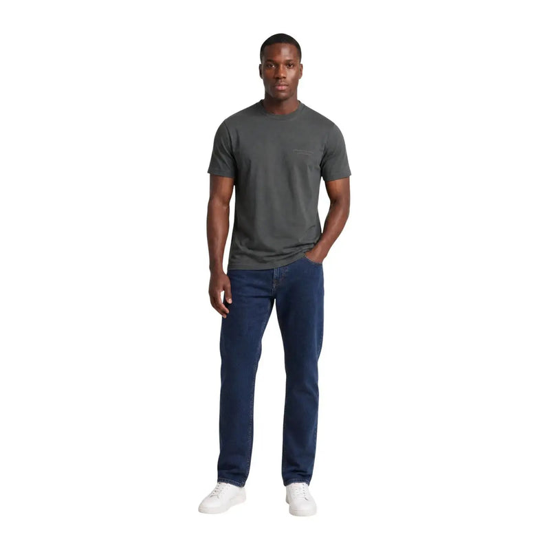 Armani Exchange Herren-T-Shirt aus grauer Baumwolle mit Rundhalsausschnitt und kleiner Brusttasche in Dunkelgrau