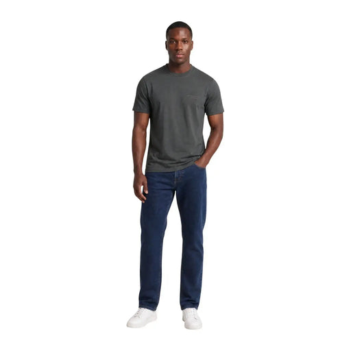 Armani Exchange Herren-T-Shirt aus grauer Baumwolle mit Rundhalsausschnitt und kleiner Brusttasche in Dunkelgrau