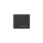 Armani Exchange Herren-Geldbörse aus schwarzem Leder mit strukturierter Lederoberfläche und silbernem Logo-Emblem, 11 x 9 cm