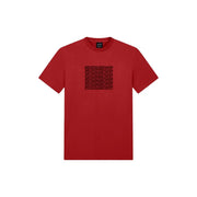 Armani Exchange Rotes Herren-T-Shirt aus Baumwolle mit kurzen Ärmeln und schwarzem „Exchange“-Schriftzug auf der Brust