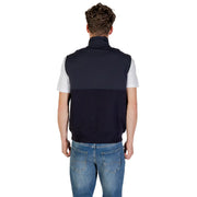 Navy blue and white two-tone fleece vest with high collar by Armani Exchange made of cotton for men