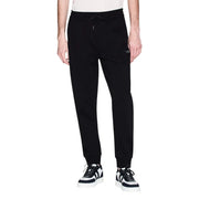 Armani Exchange Schwarze Herren-Jogginghose aus Baumwolle mit Kordelzugbund und dezentem Logo am Oberschenkel