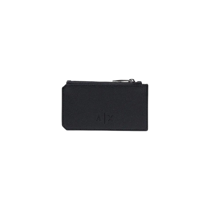 Armani Exchange Herren-Geldbörse aus schwarzem Leder, Reißverschluss-Kartenetui mit geprägtem Arx-Logo, 13 x 7 x 1,5 cm, Polyesterdetails