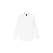 Armani Exchange Weißes Herrenhemd aus Baumwolle mit geometrischem Muster, langen Ärmeln, klassischem Kragen und minimalistischem Design, Vorderansicht
