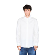 Armani Exchange Weißes Herren-Baumwollhemd mit langen Ärmeln, Knopfleiste, klassischem Kragen und minimalistischem Design