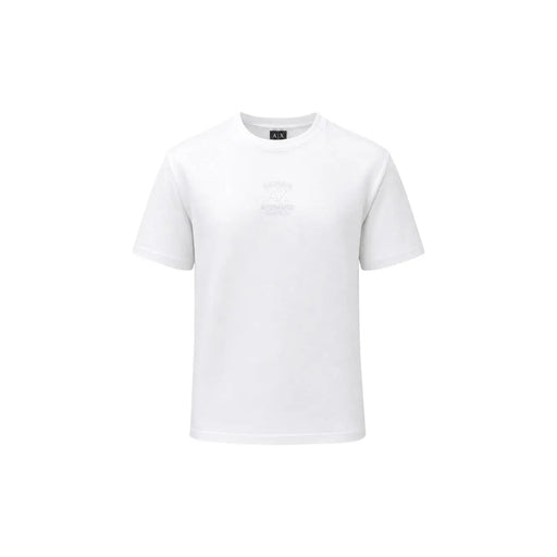 Armani Exchange Weißes Herren-T-Shirt aus Baumwolle mit kurzen Ärmeln und dezentem Logo auf der Brust