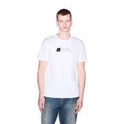 Armani Exchange Weißes Herren-T-Shirt aus Baumwolle mit dezentem schwarz-silbernem Logo auf der Brust