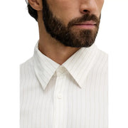 Armani Exchange men shirt in crisp white button-down style with fine vertical pinstripes for formal wear