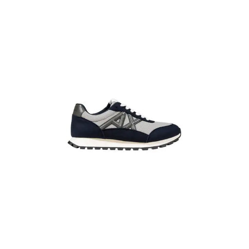 Navy and gray AX Black and White Running Sneaker displayed in a product image
