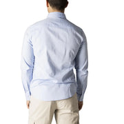 Armani Exchange men’s light blue long-sleeved classic cotton shirt with collar and buttoned cuffs