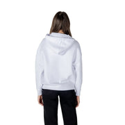 Armani Exchange Weißer Kapuzenpullover für Damen mit lockerer Passform und gerippten Bündchen aus weichem Baumwollmaterial