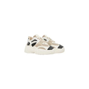 Armani Exchange Beigefarbener Damen-Sneaker zum Hineinschlüpfen mit cremefarbenen und schwarzen Einsätzen aus grobem Mesh und Wildleder.