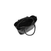 Armani Exchange Schwarze Damen-Ledertasche mit elegantem, minimalistischem Design und silberfarbenen Beschlägen aus Polyurethan