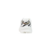 Armani Exchange Schwarze Damen-Sneaker zum Hineinschlüpfen aus Polyester mit weißen, markanten schwarzen Zebrastreifen und silbernem Fersenband