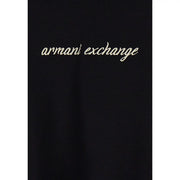 Schwarz Armani Exchange Damen-Sweatshirt mit Kapuze aus Viskose mit goldgesticktem Logo auf der Vorderseite