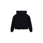 Armani Exchange Schwarzer, kurzer Damen-Hoodie mit lockerer Passform und gerippten Bündchen aus Viskosegewebe