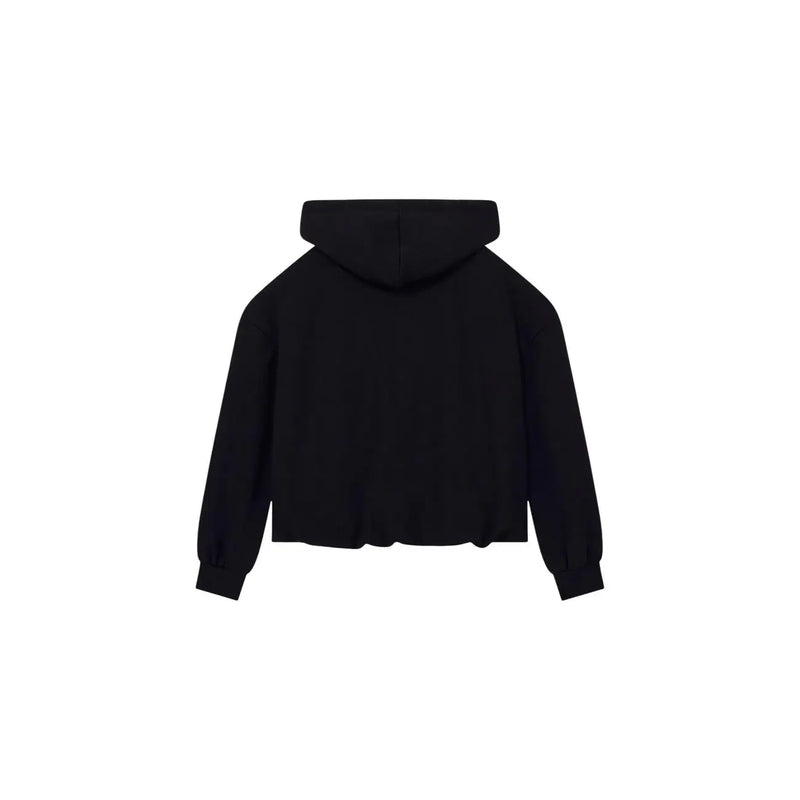 Armani Exchange Schwarzer, kurzer Damen-Hoodie mit lockerer Passform und gerippten Bündchen aus Viskosegewebe