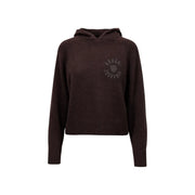 Armani Exchange Brauner, kurzer Damen-Hoodie aus Baumwolle mit gerippten Bündchen und dezentem, gesticktem Logo auf der Brust.