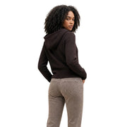 Armani exchange Damen-Strickjacke aus brauner Baumwolle, dunkelbrauner, langärmeliger Strickhoodie mit geripptem Saum und Bündchen