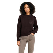 Armani Exchange Damen-Hoodie aus brauner Baumwolle mit dezentem, rundem Logo auf der Brust