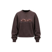 Armani Exchange Braunes Damen-Sweatshirt aus Viskosemischung mit paillettenbesetztem Armani-Logo auf der Brust