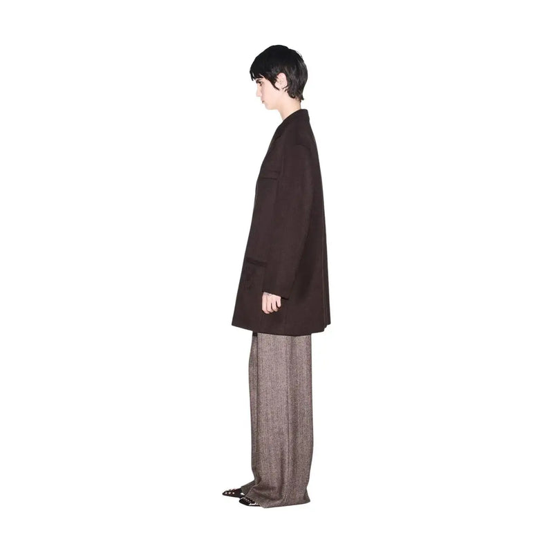 Armani Exchange Damenblazer aus braunem Wollmischgewebe im Oversize-Schnitt mit lockerer Passform und strukturierten Schultern