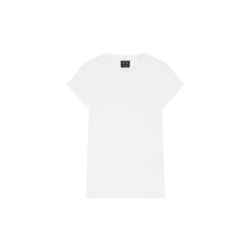 Weiß Armani Exchange Damen Kurzarm-Baumwollhemd t-shirt mit klassischem Rundhalsausschnitt und minimalistischem Design