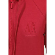 Armani Exchange Roter Damen-Kapuzenpullover mit Reißverschluss und funkelndem, gesticktem Logo in passendem rotem Garn