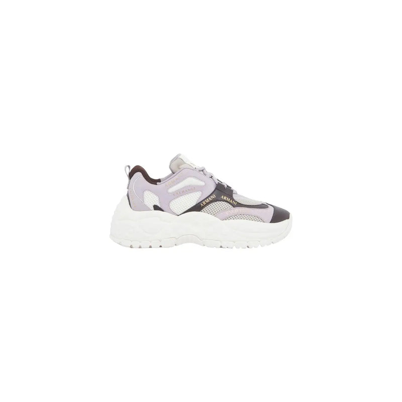 Armani Exchange Damen-Sneaker zum Hineinschlüpfen in Lila, Hellgrau und Schwarz mit Mesh-Einsätzen und weißer Polyurethansohle