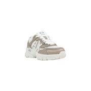 Beige und Weiß Armani Exchange Damen-Sneaker mit klobiger Sohle und Mesh-Einsätzen aus Elastan-Polyamid-Materialien