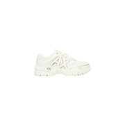 Armani Exchange Braune Damen-Sneaker mit weißer, klobiger Sohle und silbernen Mesh-Details aus Elastan-Polyamid