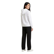 Armani Exchange Weißer Damen-Kapuzenpullover mit langen Ärmeln und lockerer Passform aus weichem Stoff für die Freizeit.