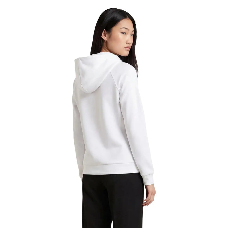 Armani Exchange Weißer Damen-Kapuzenpullover aus Baumwollmischgewebe mit weicher, glatter Textur und klaren Linien.