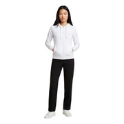 Armani Exchange Weißer Damen-Kapuzenpullover mit Reißverschluss, dezentem Brustlogo und farblich passenden Kordelzügen aus weichem Stoff