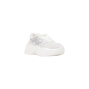 Armani Exchange Weiße Damen-Sneaker aus Leder zum Hineinschlüpfen mit klobigem Profil und silbernem Logo an der Seite