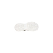 Weiße Gummisohle mit strukturiertem Profil und geprägtem Markenlogo armani exchange Weiße Damen-Sneaker aus Leder zum Hineinschlüpfen
