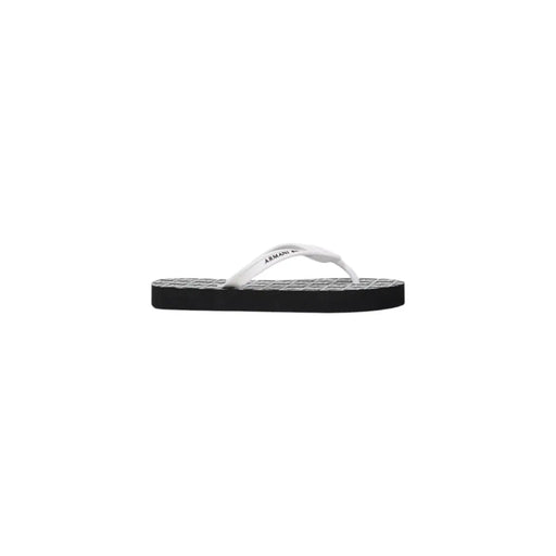 Armani Exchange Weiße Gummi-Flip-Flops mit profilierter Sohle und Markenriemen
