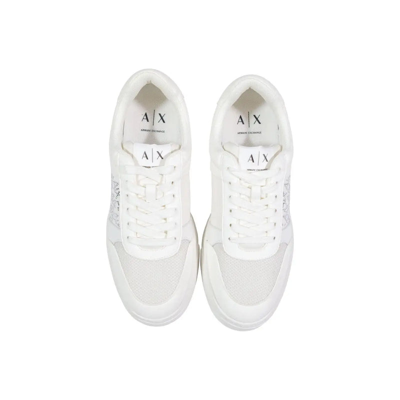 Armani Exchange Weiße Damen-Sneaker mit Obermaterial aus Mesh und Kunstleder für den Alltag