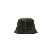Barbour Damen-Sportmütze aus grünem Tartan-Wollmischgewebe mit dunkelgrünem Karomuster und dezenten roten und beigen Streifen