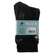 Black beverly hills polo club tennis socks with white lettering and reinforced toe and heel for men cotton blend