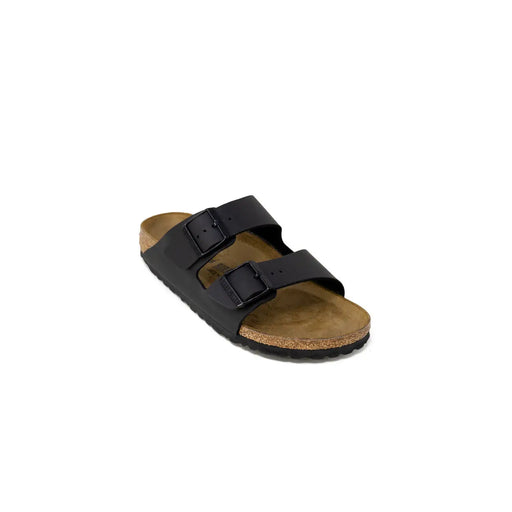 Schwarze Birkenstock Damen-Slipper mit zwei verstellbaren Riemen und Korkfußbett, lässige Schnallensandalen